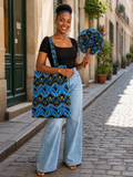 Sac cabas + éventail en tissu premium