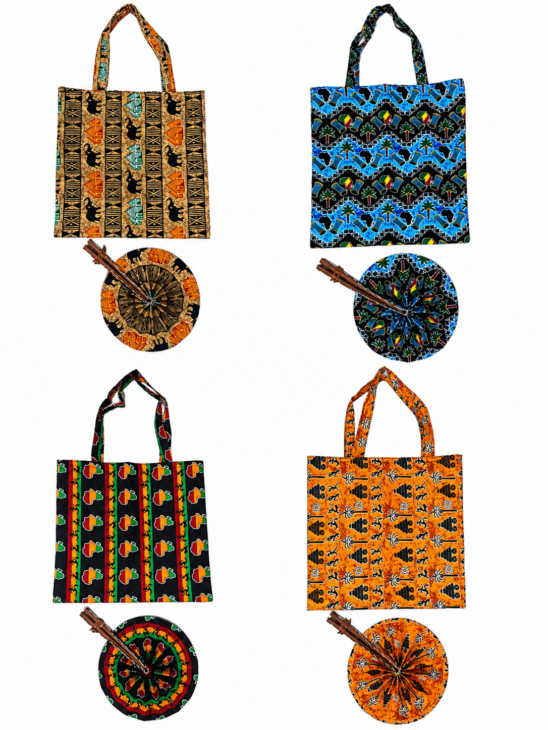 Sac cabas + éventail en tissu premium